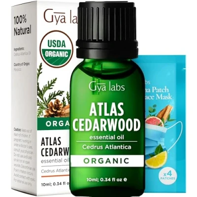Abbildung von Gya Labs Bio Zedernholz ätherisches Öl für Diffusor Natürliches Zedernholzöl Haut &amp; Haar, Öl, Atlas ätherische Öle Bio, Self Care Geschenk (10ml)