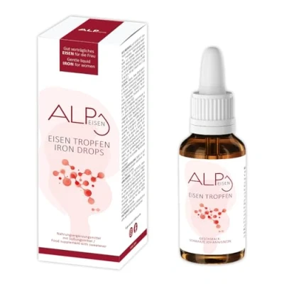 Abbildung von ALP NUTRITION Eisen Tropfen 30ml, hochdosiert Vitamin B12 Folsäure Gut verträgliches Eisenpräparat als Alternative zu Eisentabletten bei Eisenmangel