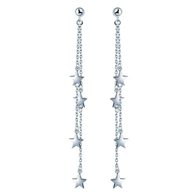 Abbildung von Yumilok 925 Sterling Silber Sterne Sternchen Ohrhänger Kettchen Ohrringe Hypoallergen Ohrschmuck für Damen Frauen Mädchen
