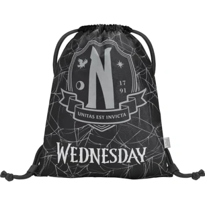 Abbildung von Baagl Wednesday Nevermore Sportbeutel für Kinder, Größe: One Size, Schwarz