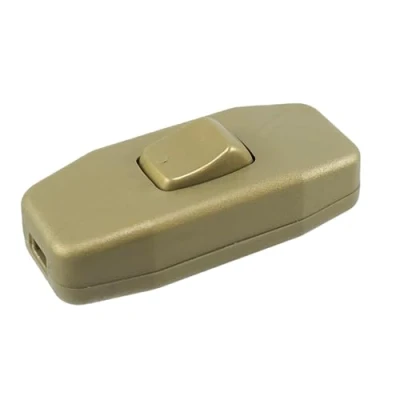 Abbildung von Lampen Schalter, Zwischenschalter Gold mit Zugentlastung und Schraubkontakten, Wippe EIN/AUS, Kabelschalter, 6 A 250 V , Passt für LED Lampe