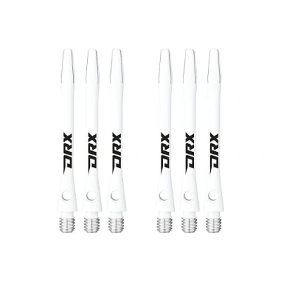 Abbildung von RED DRAGON DRX Coated Aluminium Medium White Logo Dart Stems (Shafts) 2 sets per pack (6 in total)