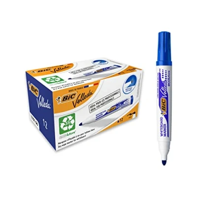 Abbildung von BIC 1701 Whiteboard Marker Velleda ECOlutions (Rundspitze, Strichstärke 1,4 mm) Schachtel à 12 Stück, blau