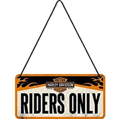 Abbildung von Nostalgic Art Retro Hängeschild, 10 x 20 cm, Harley Davidson Riders Only Geschenk Idee für Biker, aus Metall, Vintage Design