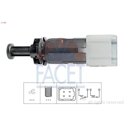 Abbildung von FACET 7.1149 Bremslichtschalter mechanisch Made in Italy OE Equivalent RENAULT: ESPACE 4, CLIO 2, Kangoo I, OPEL: Vivaro A Combi, Movano Van