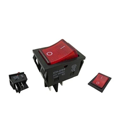 Abbildung von Einbau Wippschalter, 2 polig (4pin) 30A 250 28.5 * 21.9mm rot beleuchtet (1)