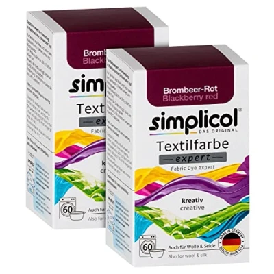 Abbildung von simplicol Textilfarbe expert Brombeer Rot 1706, 2er Pack: Farbe für kreatives, einfaches Färben in der Waschmaschine oder manuell, 150 g (2er Pack)
