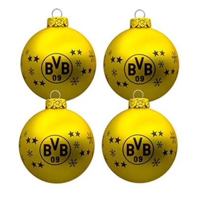 Abbildung von Borussia Dortmund BVB Christbaumkugeln (4er Set) Weihnachten Dekoration , gelb, one Size, einheitsgröße