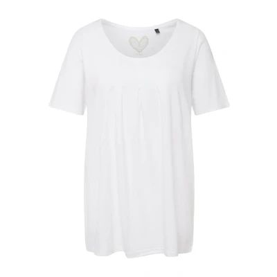 Abbildung von Ulla Popken Damen T Shirt, Zierfalten, A Linie, Rundhals, Halbarm, Modal, Schneeweiß, 42 44 EU