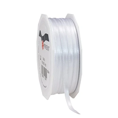 Abbildung von PRÄSENT C.E. Pattberg Satin Weiss, 50 m Satinband zum Einpacken von Geschenken, 3 mm Breite, Geschenkband Dekorieren &amp; Basteln, Dekoband, Anlass