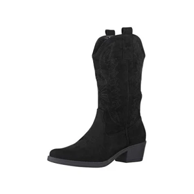 Abbildung von Elara Damen Cowboy Stiefel Biker Boots Chunkyrayan 301 A32S Black 41
