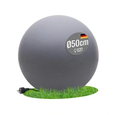 Abbildung von 8 seasons design LED Kugelleuchte 50 cm, Shining Globe (grau), E27, Leuchtmittel warmweiß wetterfest große Kugellampe für außen (Garten, Terrasse, Balkon) und innen robust &amp; langlebig