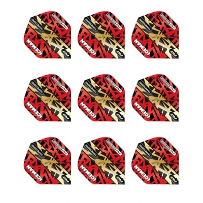 Abbildung von RED DRAGON Hardcore Gerwyn Price Rot und Gold Premium Standard Dartflug 3 Set pro Packung (insgesamt 9 Dart Flights)