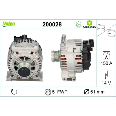 Abbildung von VALEO 200028 Lichtmaschine 14V 150A MERCEDES BENZ: A Class, B C Class Saloon
