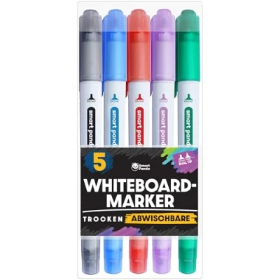 Abbildung von Whiteboard Marker von SmartPanda Stifte, Folienstift Abwischbar Doppelspitze, Medium und Fein Abwischbare non Permanent Marker, Whiteboardmarker 5 Set