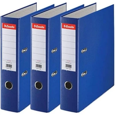 Abbildung von Esselte Ordner breit, DIN A4, 3er Pack, 7,5 cm Rückenbreite, Kunststoff Ordner, Blau, 624291