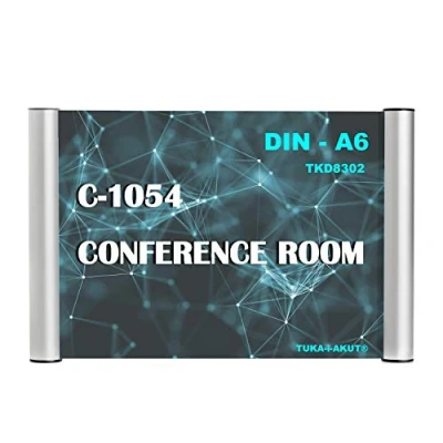 Abbildung von TUKA i AKUT Büro Türschild A6, Aluminium und Klare Abdeckung, Büroschild zum selbst beschriften für schild 148 mm x 105 mm, Infoschild Wandmontage Anschrauben oder Ankleben, TKD8302 A6