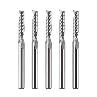 Abbildung von SpeTool 5 Stück Alu Fräser 3,175 mm (1/8) Schaft CNC Holz VHM 15mm Schnittlänge Schaftfräser für Aluminium und Kunststoff