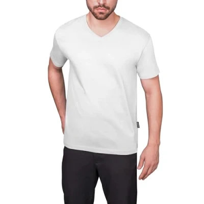 Abbildung von HRM Herren Luxury V Neck Tee, weiß, Gr. M I Premium T Shirt Ausschnitt aus 100% Bio Baumwolle Basic bis 60C waschbar Hochwertige &amp; nachhaltige Bekleidung