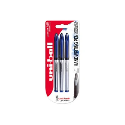 Abbildung von uni ball 153544039 UB 188 L Air Kugelschreiber, Super Tinte, fälschungssicher, Füllfederspitze, 3 Stück blau