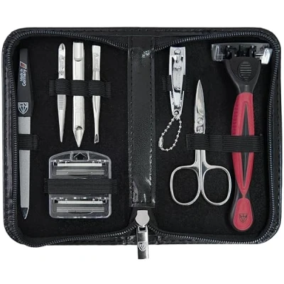 Abbildung von DREI SCHWERTER Germany Männerset 6 tlg. Maniküre Pediküre Reise Etui Set Nagelset Nagelnecessaire, Stahlinstrumente in Markenqualität,