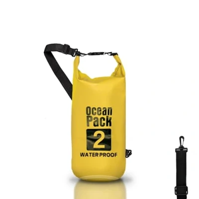 Abbildung von Dry Bag Wasserdichter Rucksack, Rollverschluss und Schultergurt, wasserdichte Handy Tasche Gürteltasche für Meer, Boot, Angeln, Rafting, Strand, Wassersport, gelb, Borsa 2l, Beutel