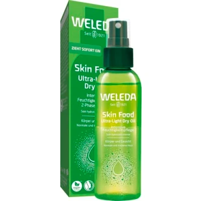 Abbildung von WELEDA Bio Skin Food Ultra Light Dry Oil Naturkosmetik 2in1 Feuchtigkeitspflege für Gesicht &amp; Körper Unisex Gesichtspflege/Körperpflege Spray sofortigen Glow weiche Haut (vegan, 100ml)