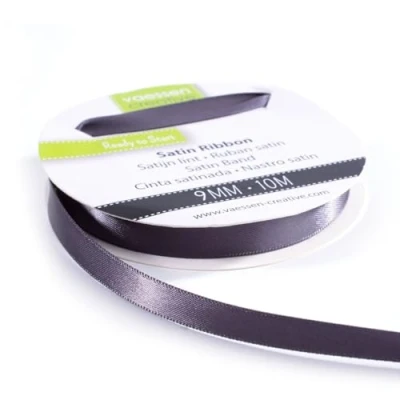 Abbildung von Vaessen Creative Satinband 9mmx10m Anthrazit, Schleifenband, Dekoband, Bänder zum Basteln, Stoffbänder für Hochzeit, Taufe Und Geburtstagsgeschenke