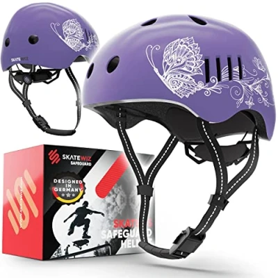 Abbildung von SKATEWIZ Kinder Fahrradhelm Mädchen Jungen, Skaterhelm Kinder, Fahrrad Helm Kind, Kinderhelm Größe S Lila