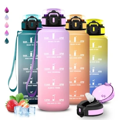 Abbildung von Trinkflasche 1 5 liter Sport, Wasserflasche mit Strohhalm, Leicht zu Reinigen, Auslaufsicher, Kann dir Tragen, Flasche Erwachsene, für Camping, Fitness
