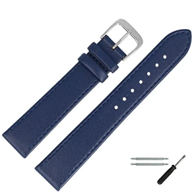 Abbildung von MARBURGER Uhrenarmband 18mm Leder Braun Gold Glatt Mit Naht Montage Set 7591834000220