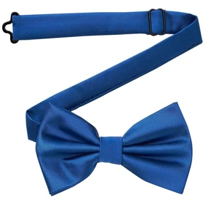 Abbildung von DonDon Fliege Herren handgefertigt Seiden Look 12 x 6 cm Jeansblau