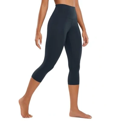 Abbildung von CRZ Yoga Butterluxe Damen High Waist 3/4 Leggings Capri Blickdicht Sport Fitness Sommer Sporthose 48cm Echte Marine 44