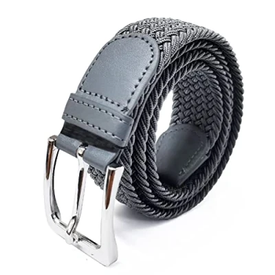 Abbildung von Glamexx24 Unisex Elastischer Stoffgürtel Geflochtener Stretchgürtel Dehnbarer Gürtel für Damen und Herren, Dunkelgrau, 105cm