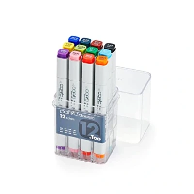 Abbildung von COPIC Classic Set &quot;12 Colors&quot;, 12er im Acryl Display, Twin Marker mit einer mittelbreiten und feinen Spitze