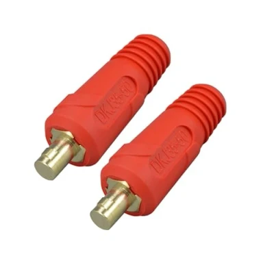 Abbildung von RIVERWELD WIG Schweißkabel Einbaustecker DKJ35 50 300Amp Schnellverschraubung Rot 2 Stück