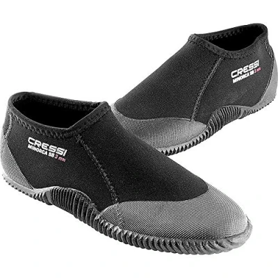 Abbildung von Cressi Minorca Shorty Boots 3mm Niedrige 3 mm Neoprenstiefel für Tauch und Wasseraktivitäten, Unisex Erwachsene, Schwarz/Schuhsohle Farbe Orange, M