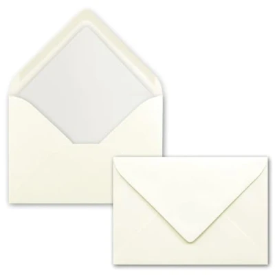Abbildung von 100 Briefumschläge Natur Weiß DIN C6 gefüttert mit weißem Seidenpapier 90 g/m² 11,4 x 16,2 cm Nassklebung NEUSER PAPIER