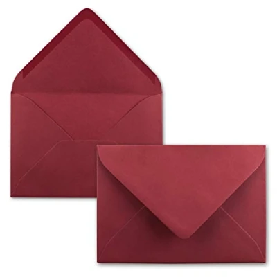 Abbildung von 25 Mini Brief Umschläge Dunkel Rot 5,2 x 7,6 cm Miniatur Kuverts mit Nassklebung für Blumen Grüße, Grußkarten, Anhänger &amp; Geld Geschenke FarbenFroh by GUSTAV NEUSER