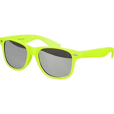 Abbildung von Balinco Sonnenbrille UV400 CAT 3 CE Rubber mit Federscharnier für Damen &amp; Herren (neongelb silber verspiegelt)