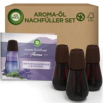 Abbildung von Air Wick Aroma Öl Flakon Vorteilspack Duftöl Nachfüller Set für den Diffuser Duft: Entspannender Lavendel 3 x 20 ml ätherisches