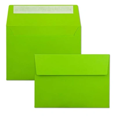 Abbildung von 100x Briefumschläge Hell Grün DIN C6 Format 11,4 x 16,2 cm Haftklebung Kuverts ohne Fenster Weihnachten, Grußkarten &amp; Einladungen Für A6 A4 Papier