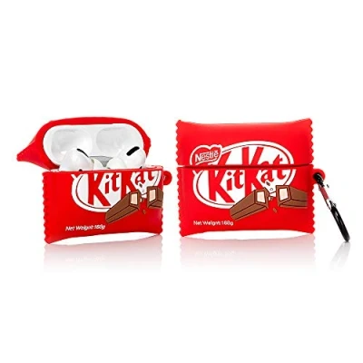 Abbildung von YIGEYI Silikon Hülle Kompatibel mit Airpods Pro Funny Cute 3D Cartoon Case Cover[Lustige Snacks Series 2] (Kitkat)