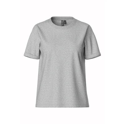 Abbildung von Pieces CRIA FOLD UP Solid TEE Tshirt basic, Damen, Größe: XS, Light grey