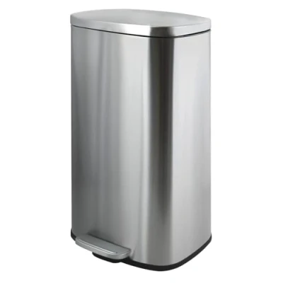 Abbildung von Spirella Mülleimer, Abfalleimer, Treteimer für die Küche, 50 Liter, Softclose, Inneneimer aus Kunststoff, mit Fußpedal Silber