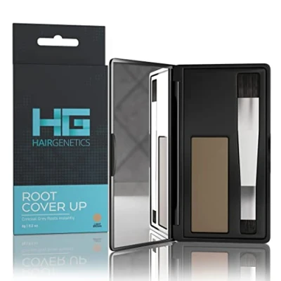 Abbildung von Hair Genetics® Haarwurzel Cover Up Verstecken Sie Ihre grauen Haarwurzeln Fortschrittlicher schnelle einfach professionell natürlich wirkende Ergebnisse in Sekunden Root Touch Powder (Hellbraun)