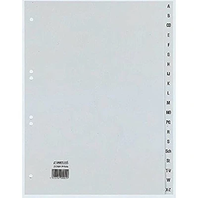 Abbildung von Rexel A Z Index Dividers made of Polypropylene for A4 226 x 297 mm, 20 Sheets, Pack 1, Grey