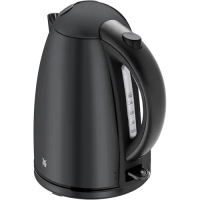 Abbildung von WMF Stelio Wasserkocher edelstahl 1,7l, elektrischer mit Kalkfilter, 2400 W, Wasserstandanzeige beleuchtet, matt schwarz