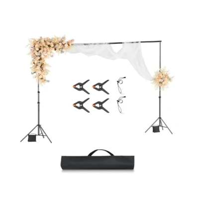 Abbildung von VEVOR Hintergrundständer verstellbares Fotohintergrundständer (Hintergrundtuch: 300 x cm), tragbarer mit 2 Stativen, Bildschirmständer für Produktfotografie Studiofotografie