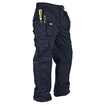 Abbildung von Lee Cooper LCPNT206 Arbeitskleidung Herren Multi Pocket Pflegeleicht Strapazierfähige Kniepolstertaschen Sicherheit Arbeit Cargohose, Schwarz, 38W/29L
